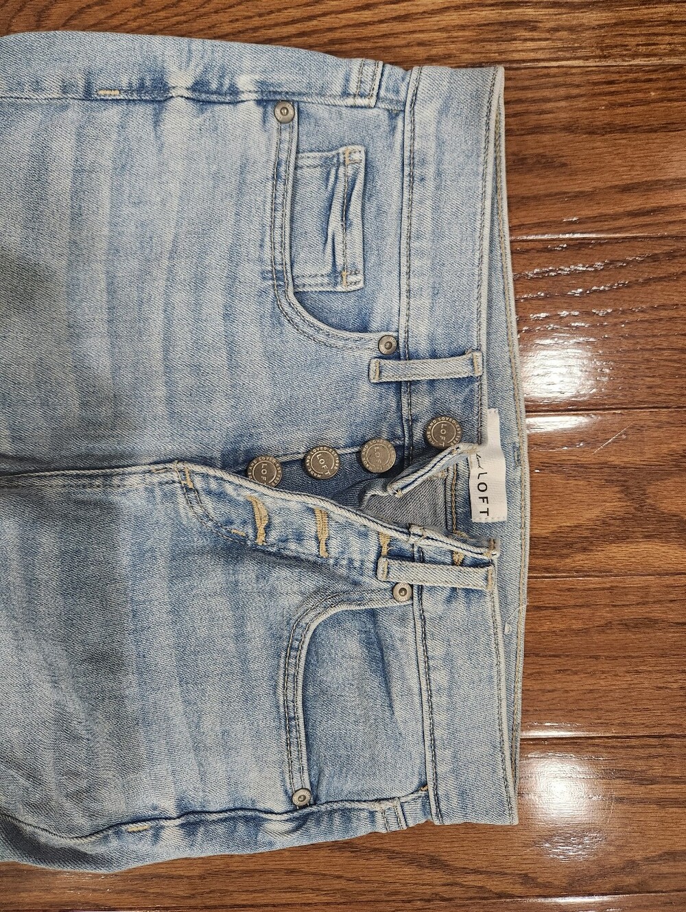 New LOFT Light Blue High-Rise Button-Fly Jean